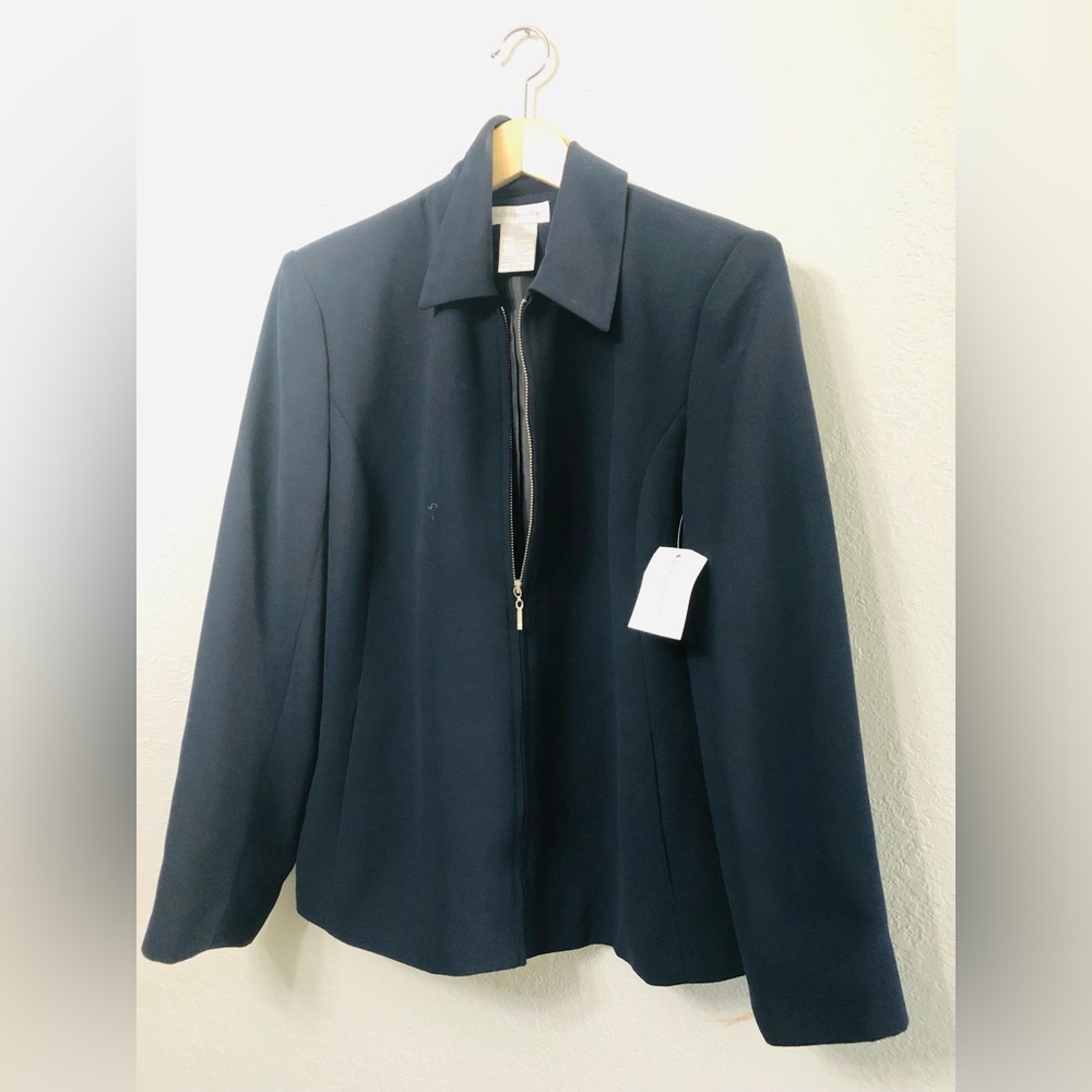 Worthington Women's  Navy Blue Full Zip Blazer Jacket Size 12